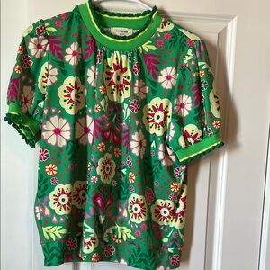 Umgee Green Floral Short Sleeve Tee